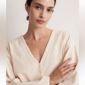 Madewell Waffle-Knit Relaxed V-Neck Top Size X-Small Cute Classic Shirt